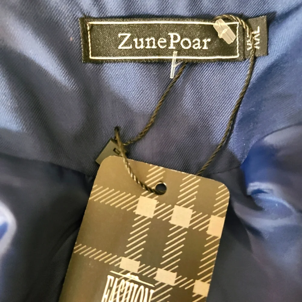 Zune Poar Mens Size XXL / 40 Blue Double-Breasted Tailored Vest Cinched Back NWT